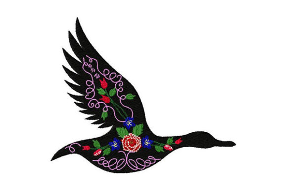 Flying Black Bird with Vintage Flowers Review