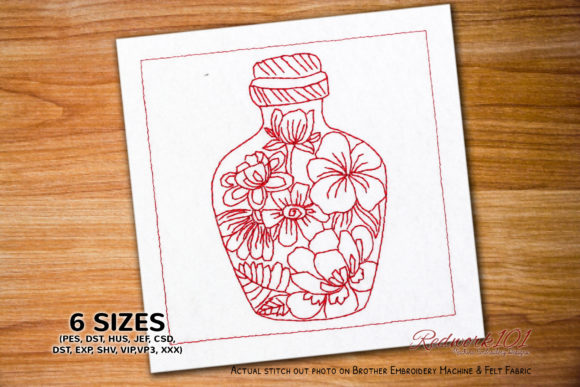 Review: Abstract Bottle Design Redwork for Craft Fairs