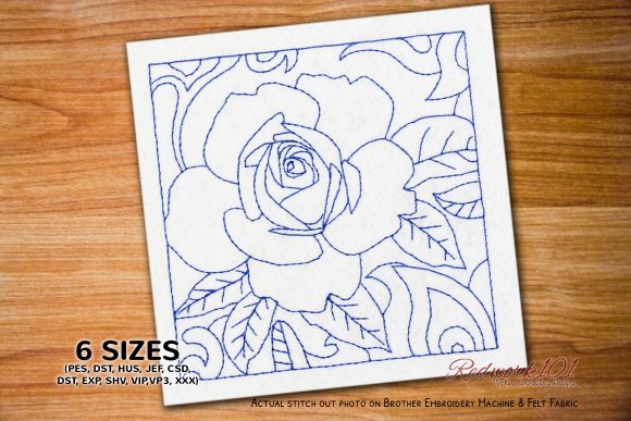 Review: Single Red Rose with Leaf Redwork for Holiday Gifts