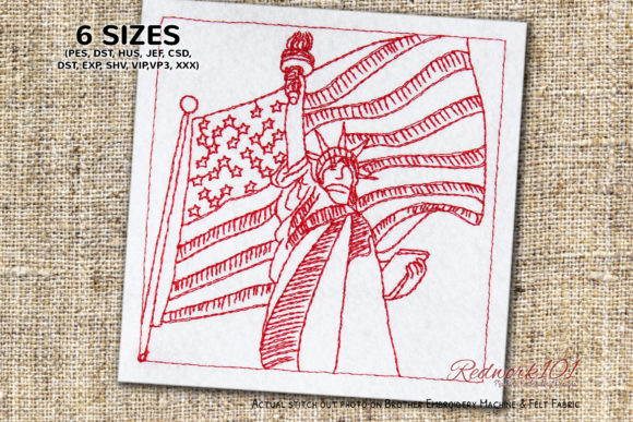 Reviewing the Statue of Liberty with American Flag Design