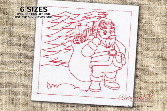 Santa Claus with Gift Redwork: A Designer’s Review